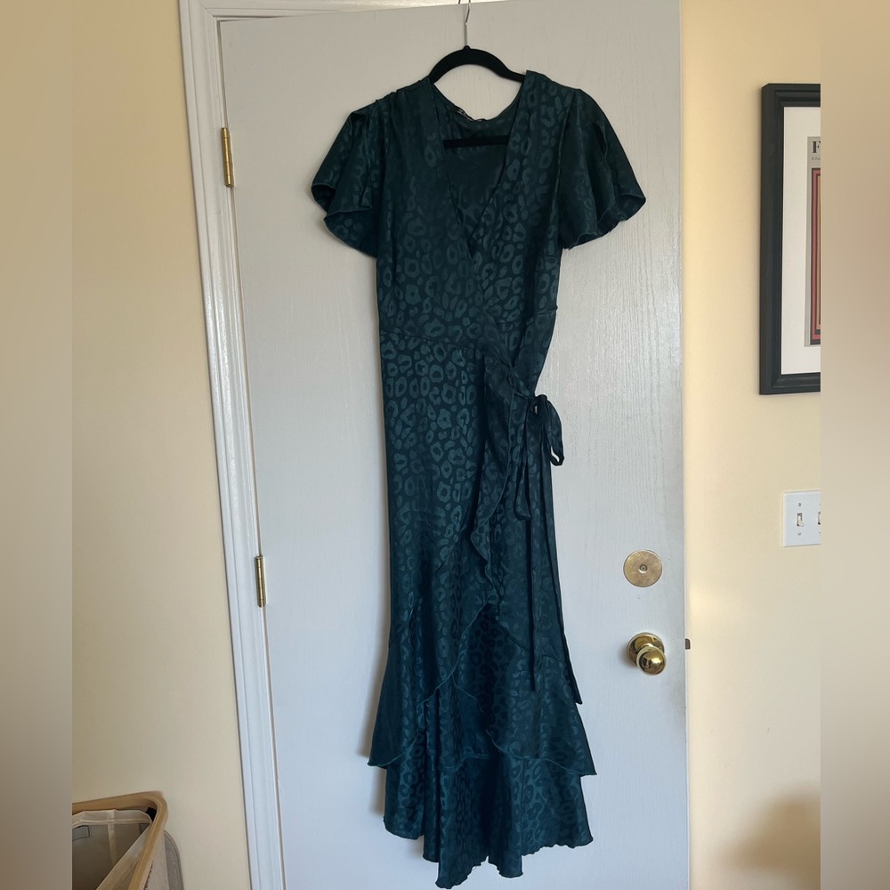 Emerald green wrap dress